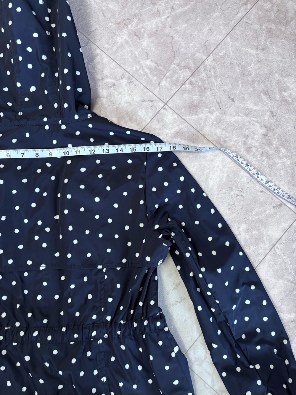 Anthropologie Daughters Of The Liberation Navy Polka Dot Rain Jacket Size 8 EUC - Picture 9 of 13